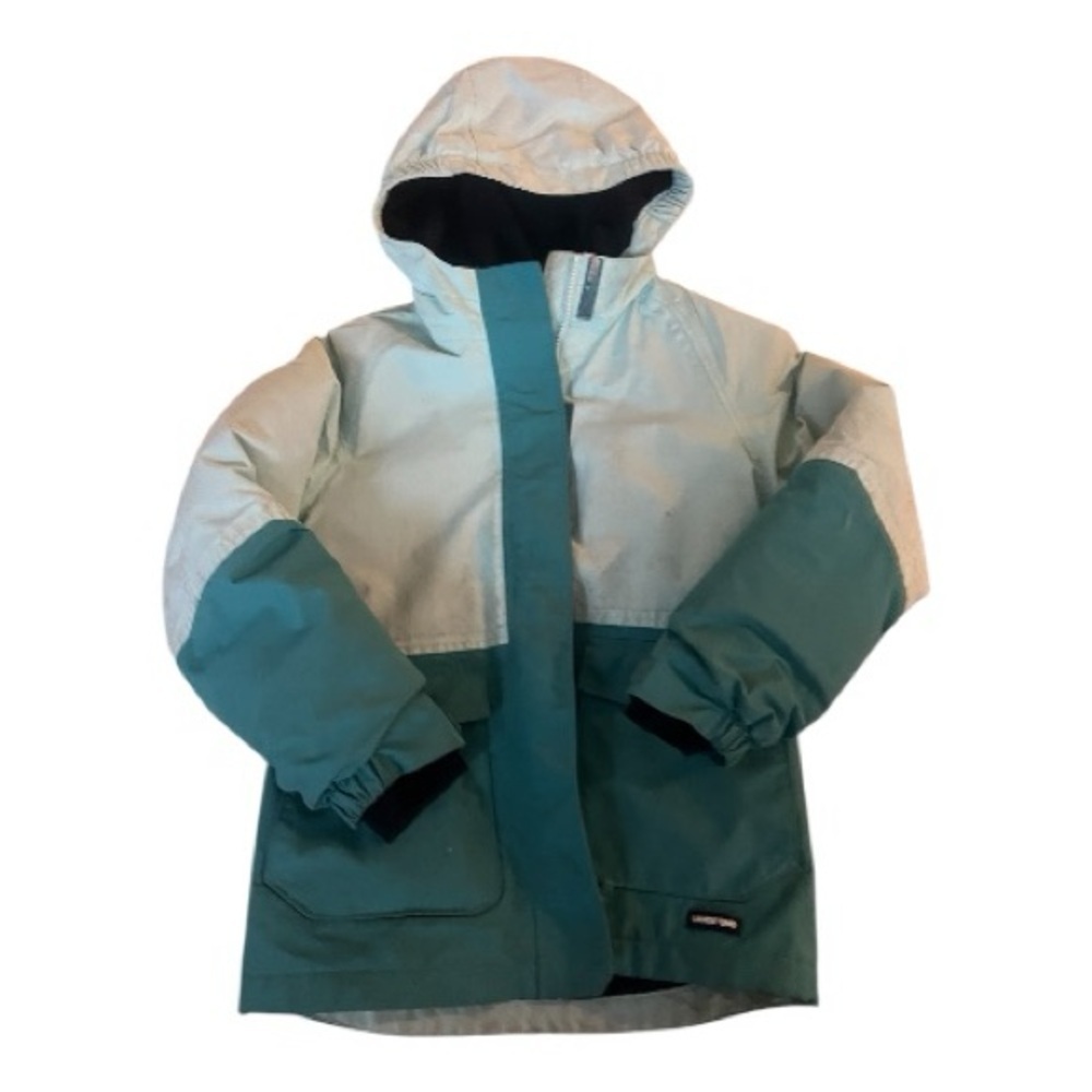 LANDS’ END Girls Size S 6-7 Coat Squall Blue Parka Double Closure w/ Hood